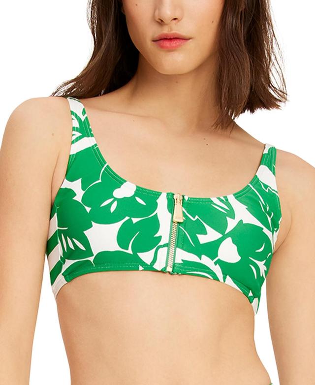 kate spade new york Womens Printed Zip-Front Bikini Top Product Image