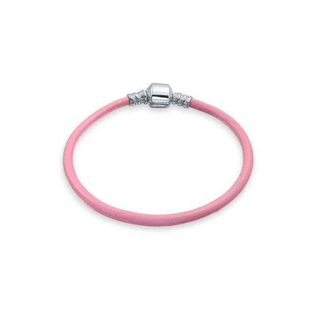 Bling Jewelry Starter Pink Leather Bracelet For Women For Fits European Beads Charm .925 Sterling Silver Product Image