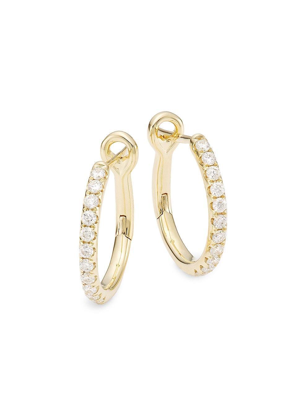 Womens 14K Yellow Gold & 0.26 TCW Diamond Hoop Earrings Product Image