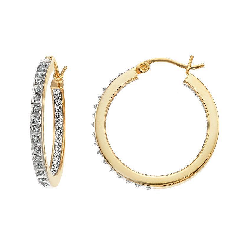 Diamond Mystique 18k Gold Over Sterling Silver Diamond Accent Round Hoop Earrings, Womens, Gold Tone Product Image