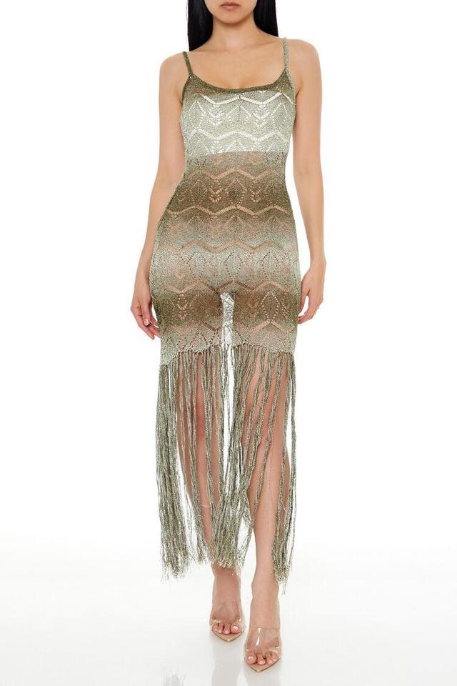 Gradient Crochet Fringe Midi Dress | Forever 21 Product Image