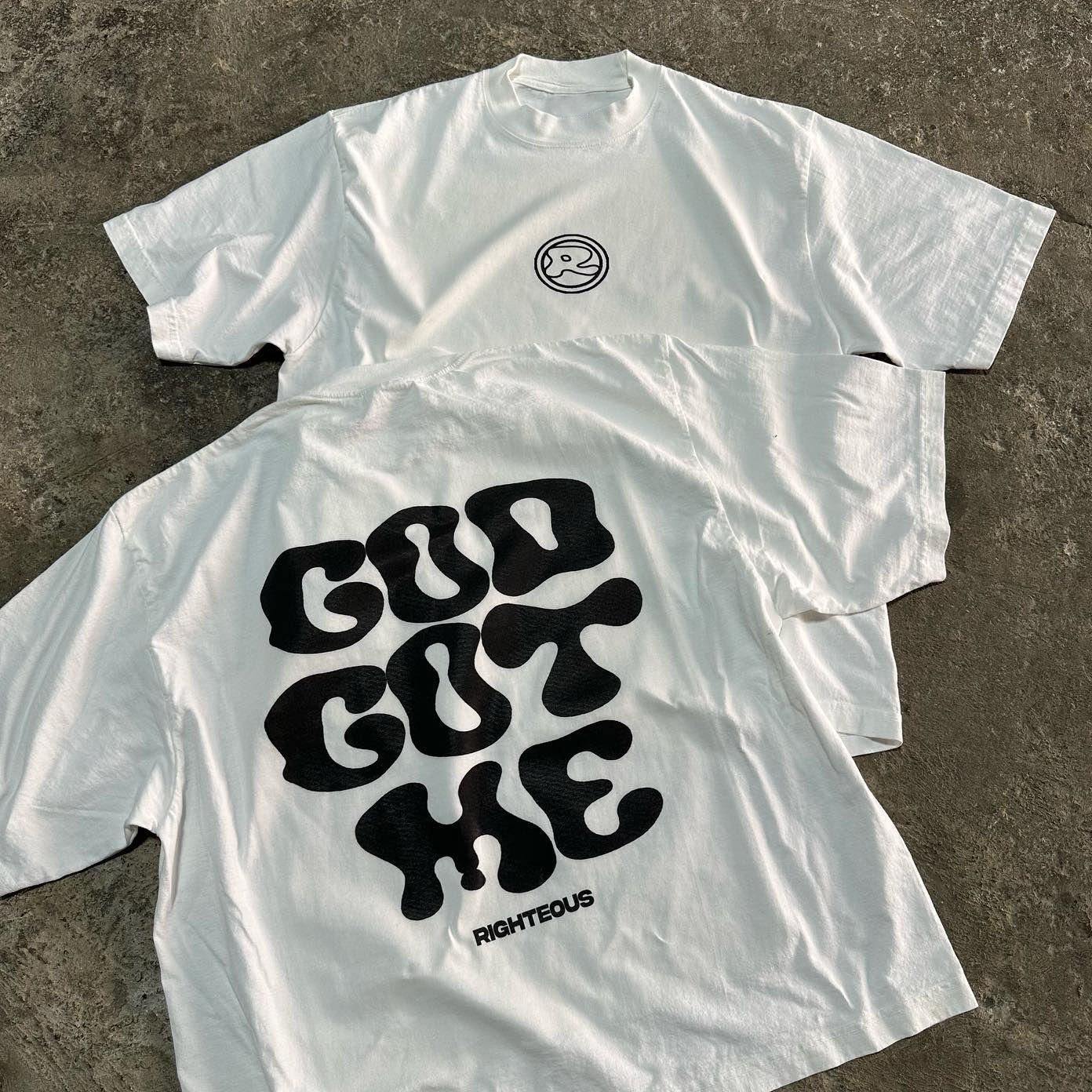 Vintage God Got Me Graphics Printed Cotton T-Shirt Product Image