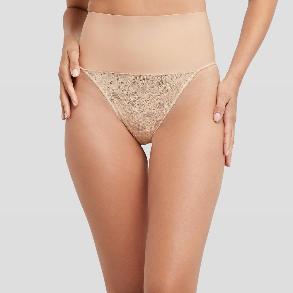 Maidenform Self Expressions Womens Tame Your Tummy Thong SE0049 - Beige Product Image