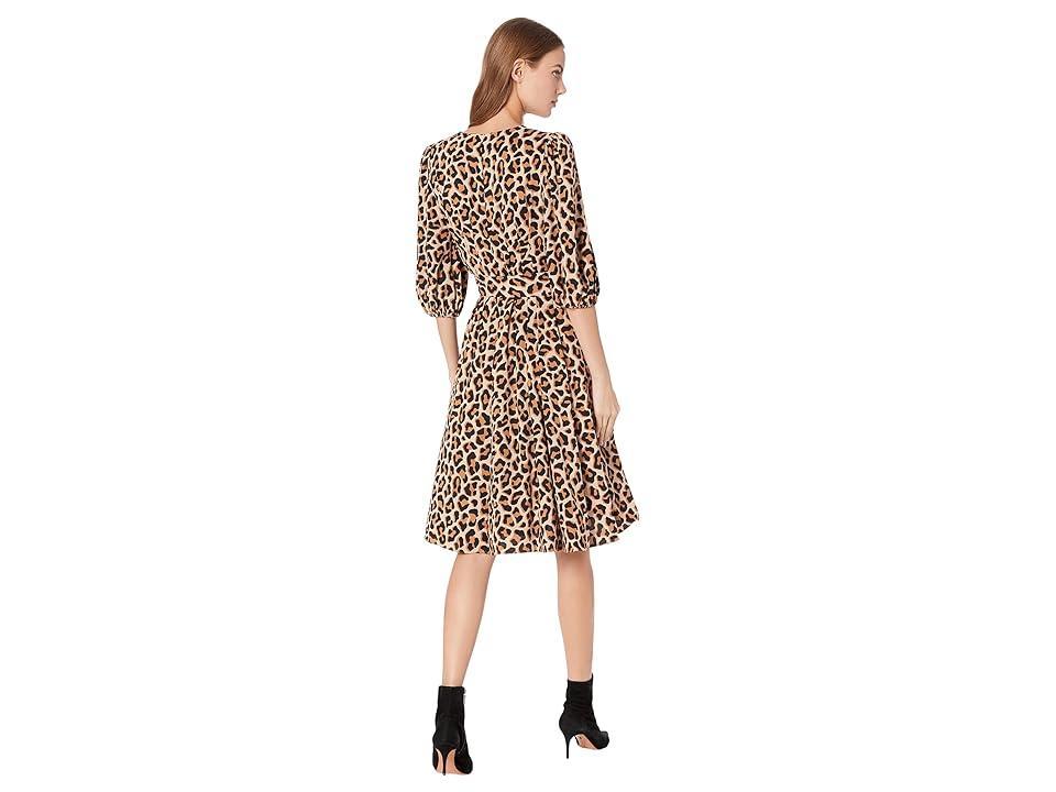 Kate Spade New York Lovely Leopard Wrap Dress (Roasted Cashew) Women's Dress Product Image