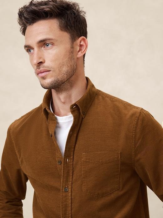 Slim Textured Corduroy Shirt Product Image