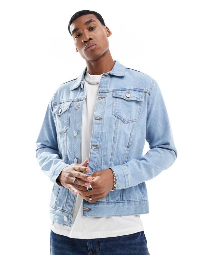 DTT slim fit denim jacket in light stone Product Image