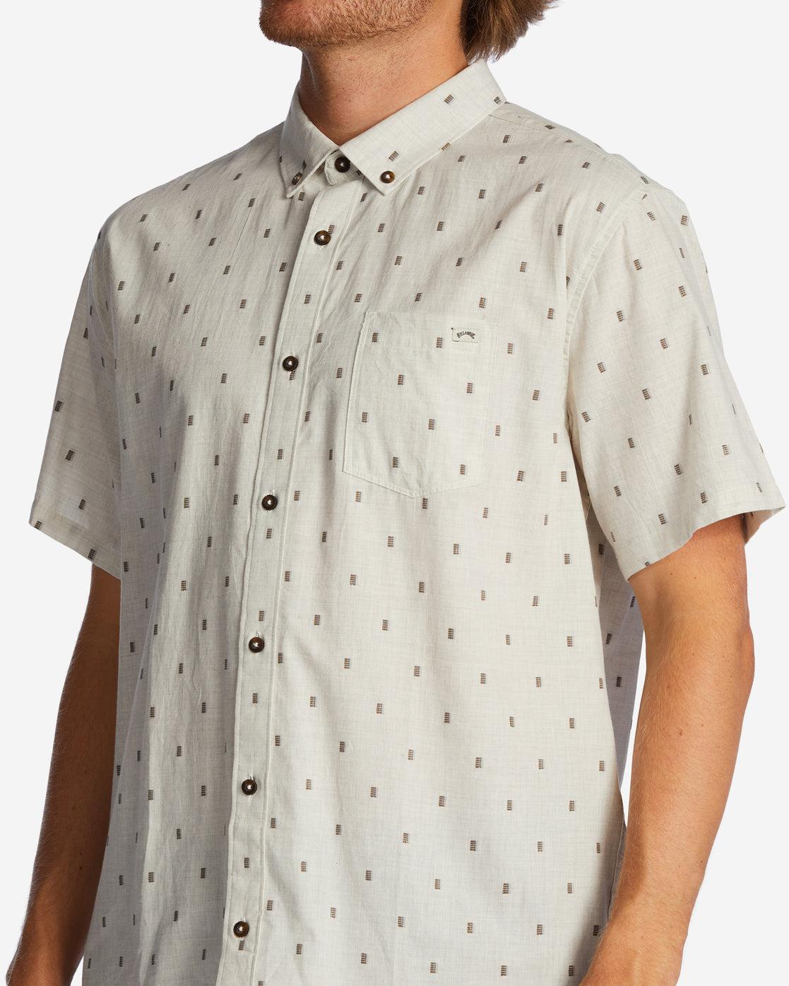 All Day Jacquard Short Sleeve Shirt - Cream Male Product Image