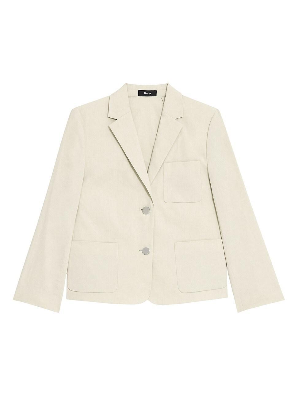 Womens Shrunken Linen-Blend Blazer Product Image