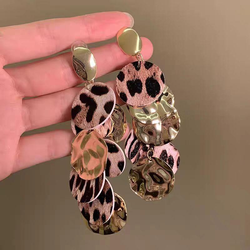 Leopard Print Geometry Drop Earring Product Image