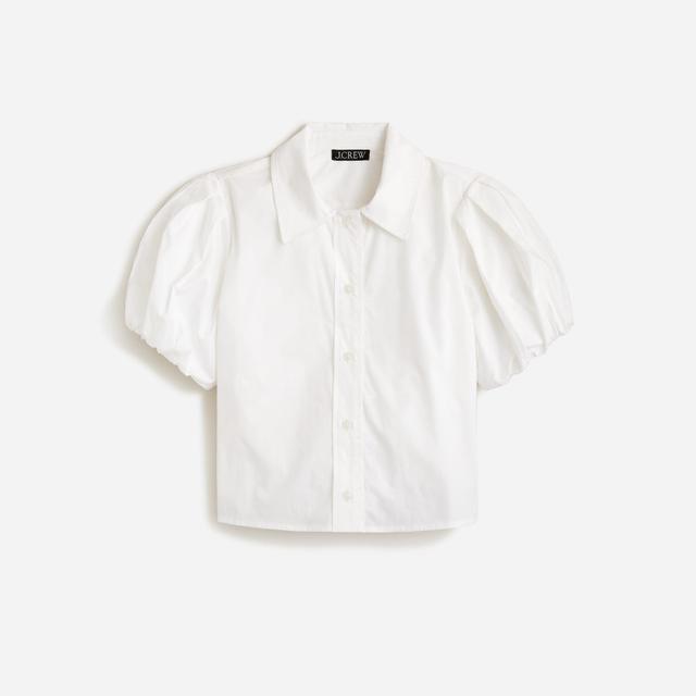 Gamine puff-sleeve shirt in cotton poplin Product Image