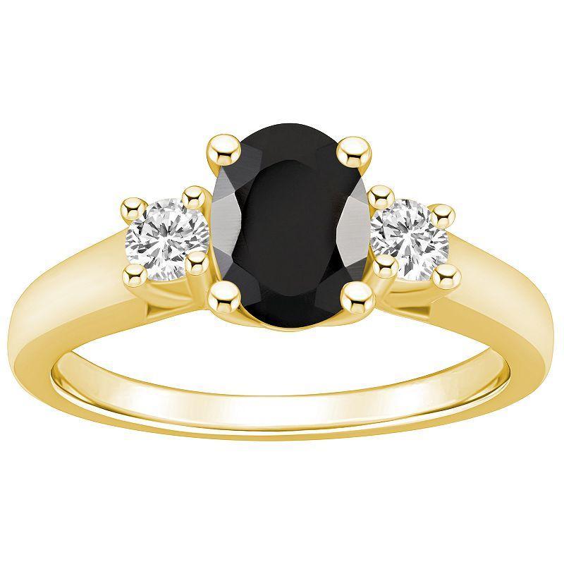 Alyson Layne 14k Gold Oval Cut Onyx & 1/4 Carat T.W. Diamond Ring, Womens Black Product Image