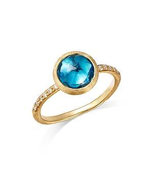 Womens Jaipur Color 18K Yellow Gold, Blue Topaz & 0.09 TCW Diamond Ring Product Image