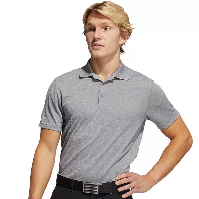 Mens adidas Heather Performance Polo Gray Grey Product Image