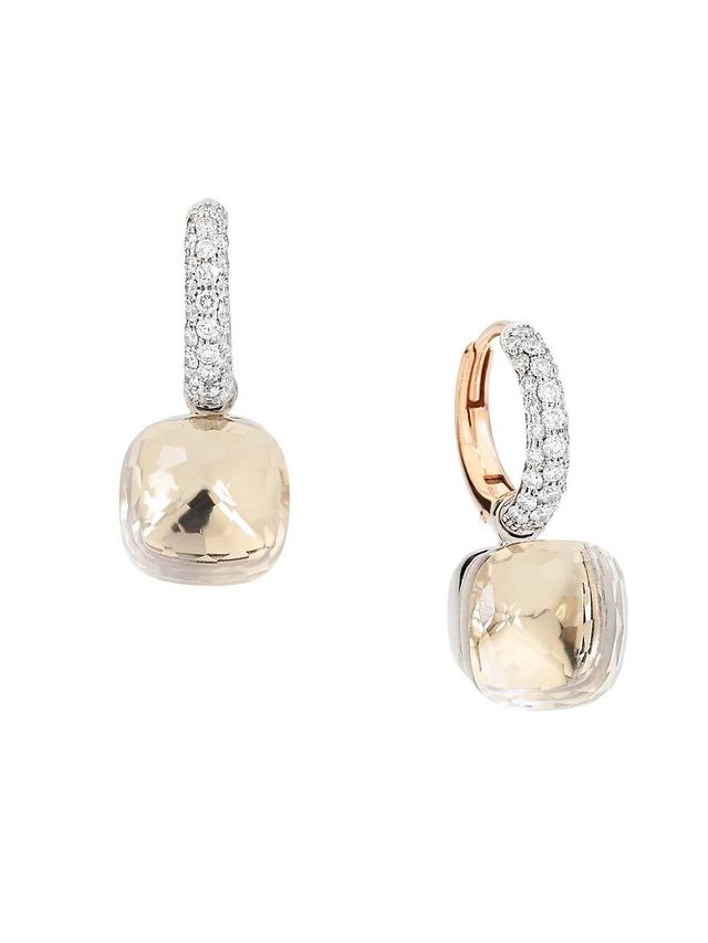 Womens Nudo 18K Rose Gold, Diamond & White Topaz Drop Earrings Product Image