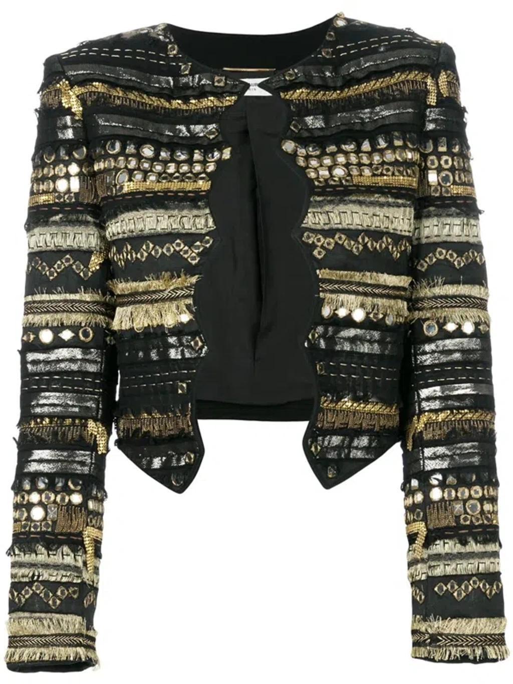 Women's 506442y117w Embroidered Jacket In Black,gold Product Image