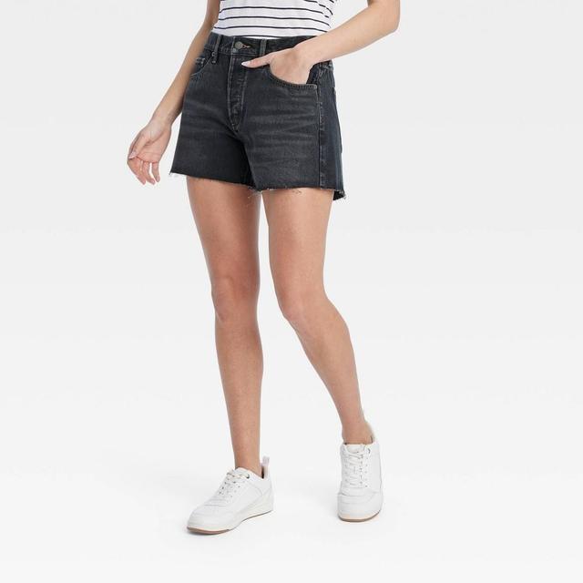 Womens Mid-Rise 90s Baggy Denim Shorts - Universal Thread Black Wash 00 Product Image