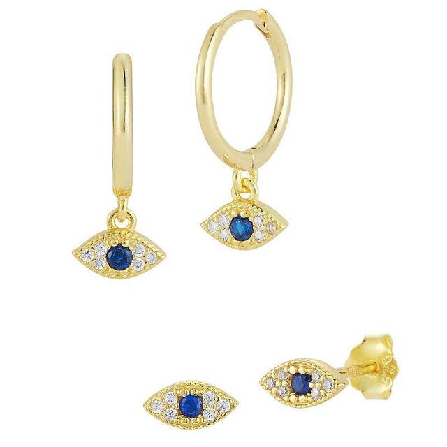 Sunkissed Sterling Cubic Zirconia Evil Eye Earring Set, Womens, Gold Tone Product Image