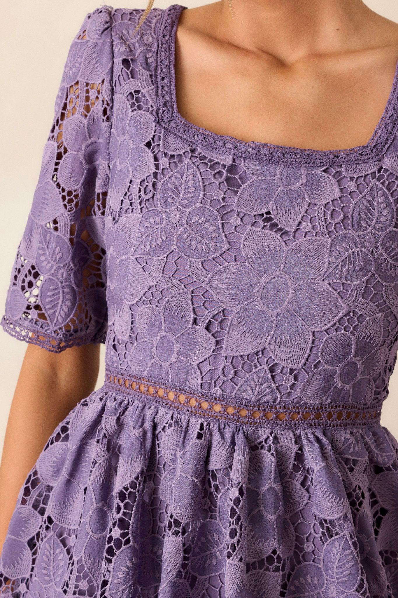 Eternal Romance Lilac Floral Embroidered Midi Dress Product Image