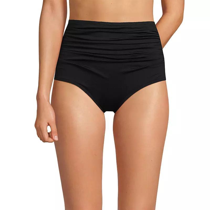 Womens Lands End Ruched Retro High Waisted Bikini Bottoms Product Image