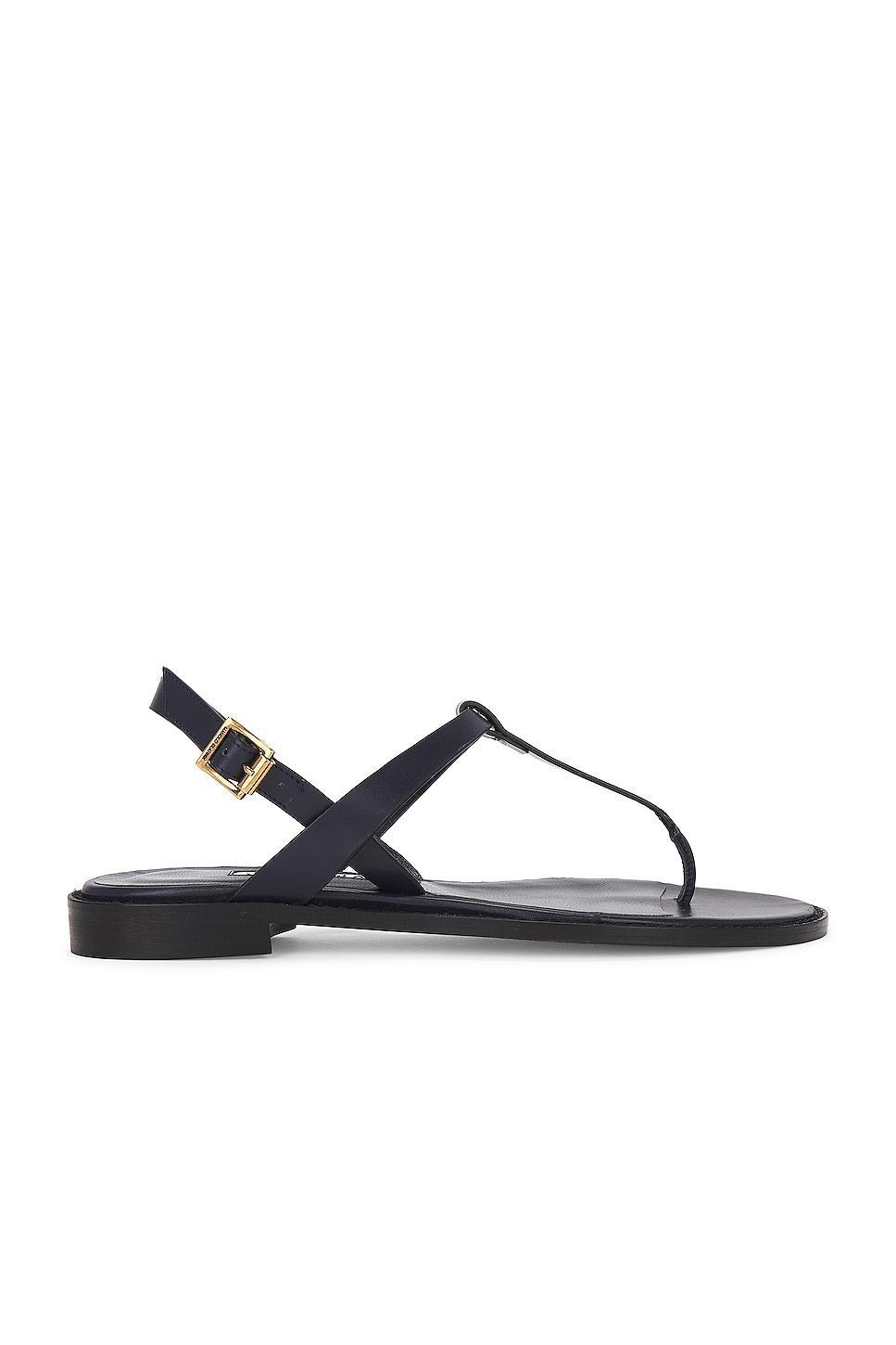 Manolo Blahnik Hata Leather Sandal in Navy Product Image