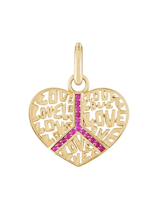 Womens Peace & Love 14K Yellow Gold & Ruby Mantra Pendant Product Image