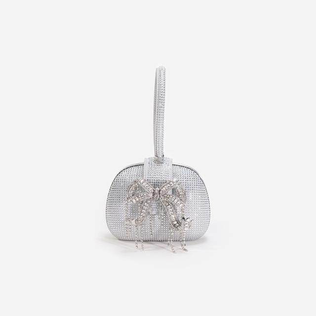 Silver Rhinestone Top Handle Clutch Bag Product Image