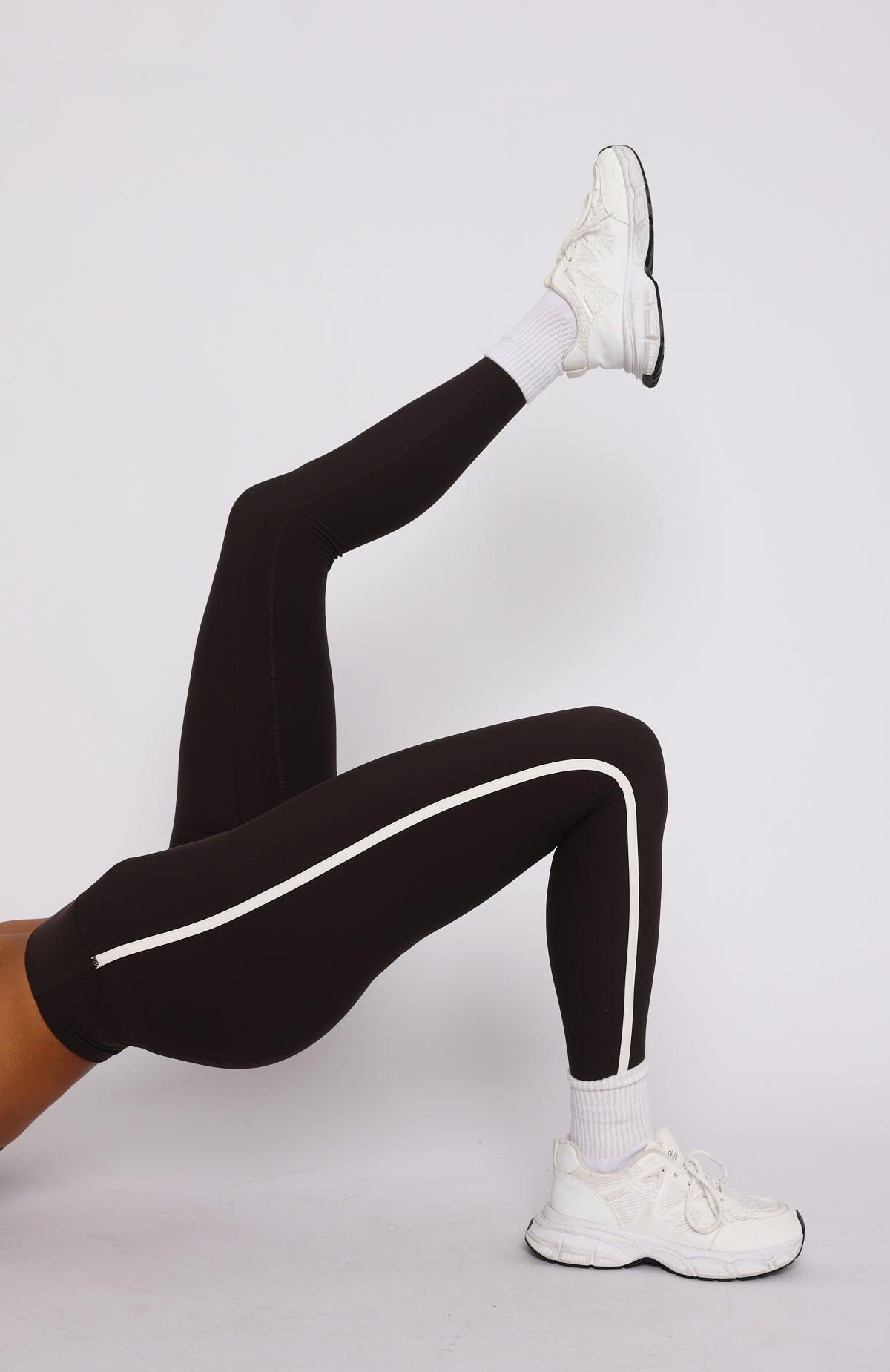 Core Workout High Waisted Leggings Espresso/Cream Product Image