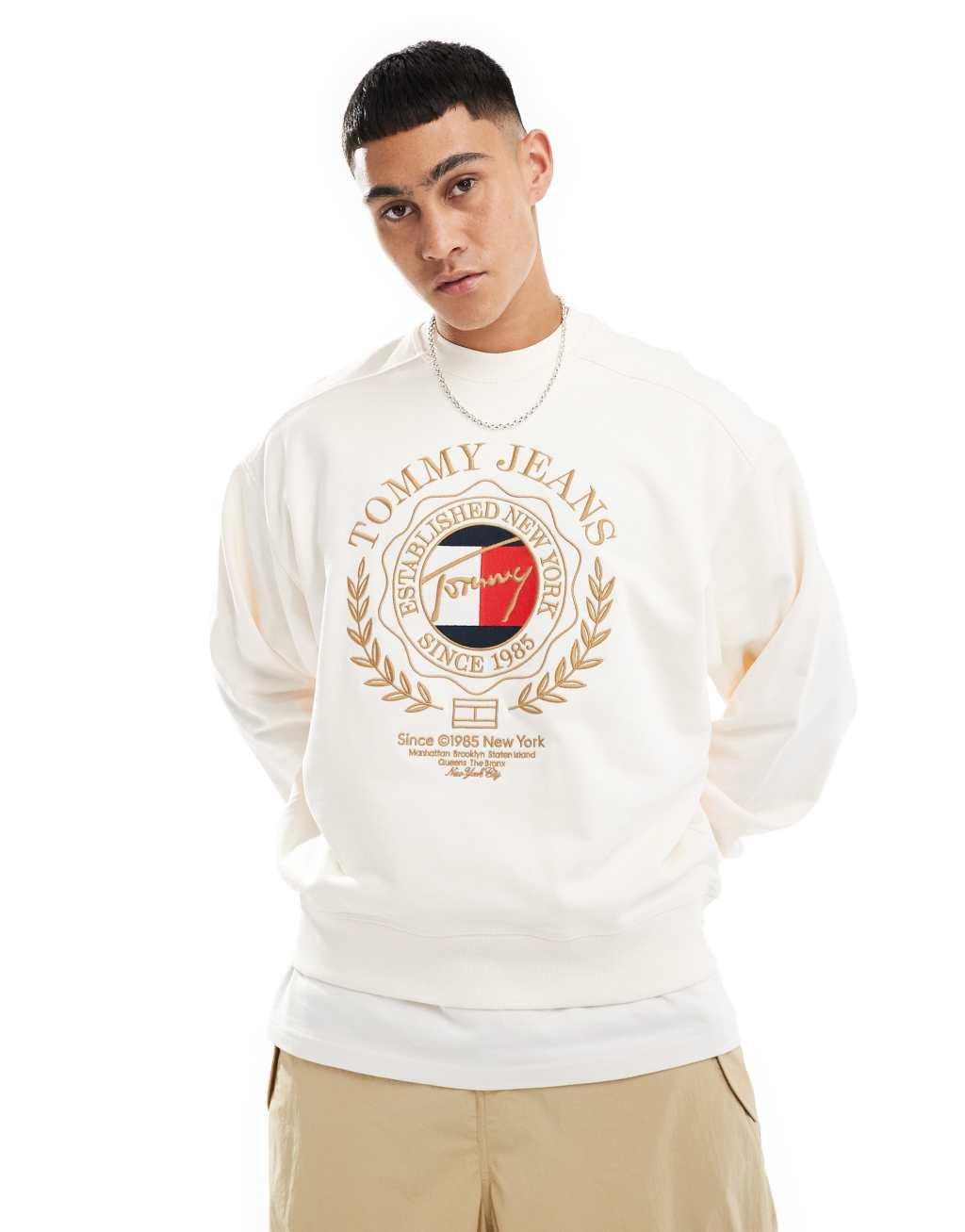 Tommy Jeans Explorer Luxe logo sweatshirt in off-white product image