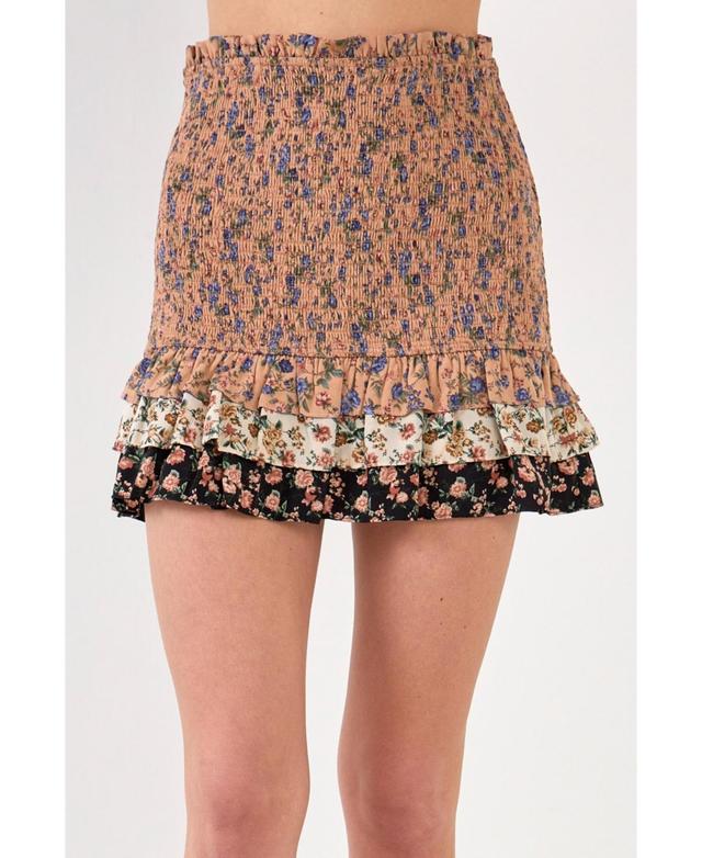 Womens Floral Multi Color Mini Skirt Product Image