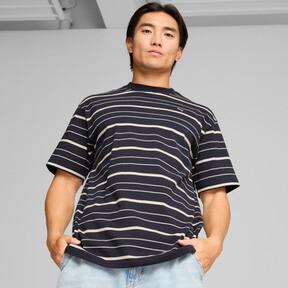 PUMA MMQ Men's Striped T-Shirt in Dark Blue Product Image