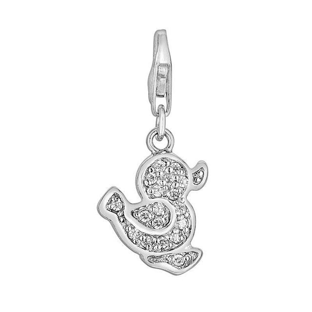 Sterling Silver White Topaz Duck Charm, Womens Product Image