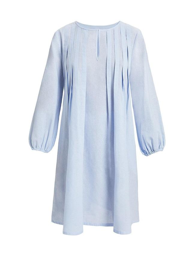 Womens Pleated Long-Sleeve Shift Dress Product Image