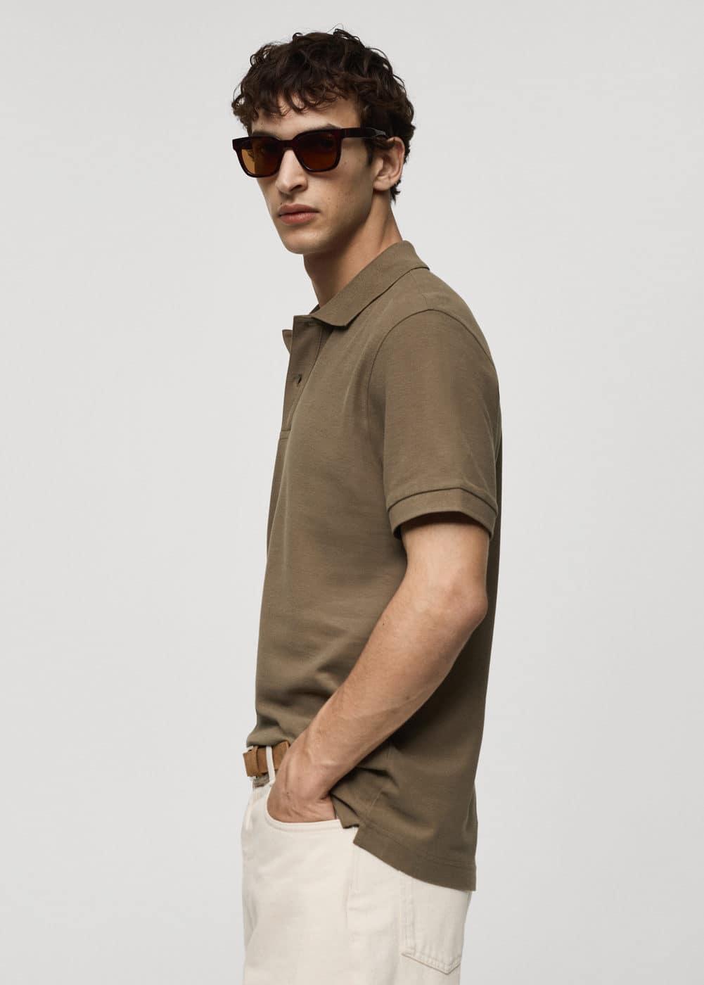 MANGO MAN - 100% cotton pique polo shirt olive greenMen Product Image