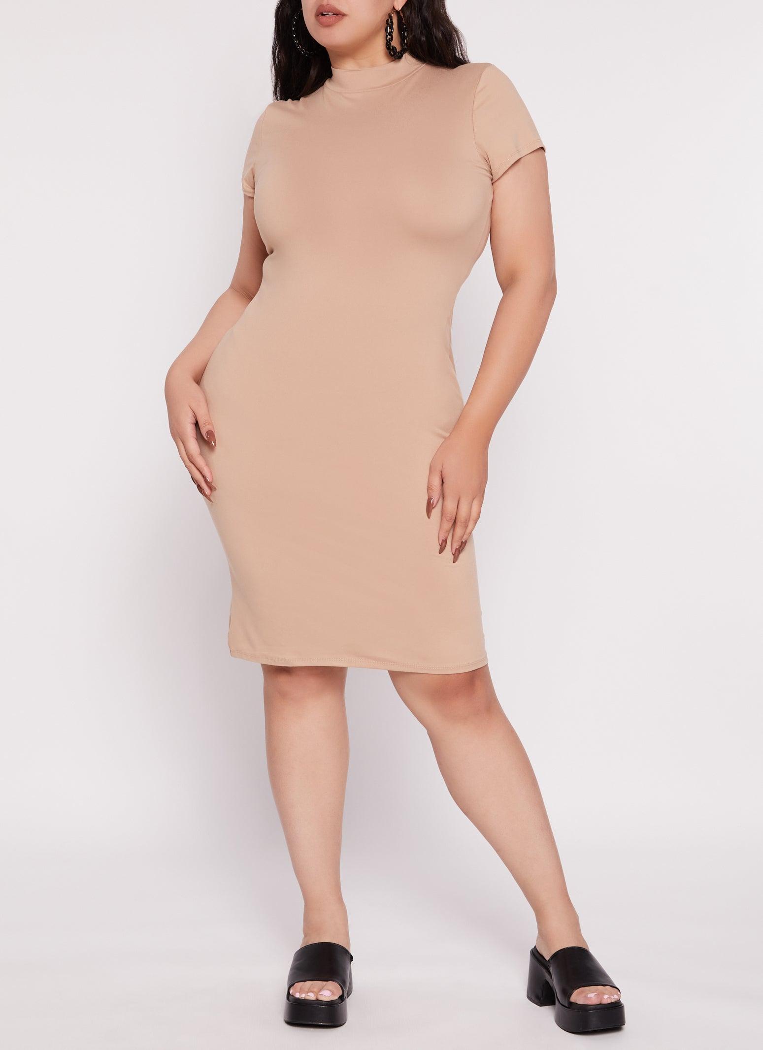 Womens Plus Size Mock Neck T Shirt Dress Product Image