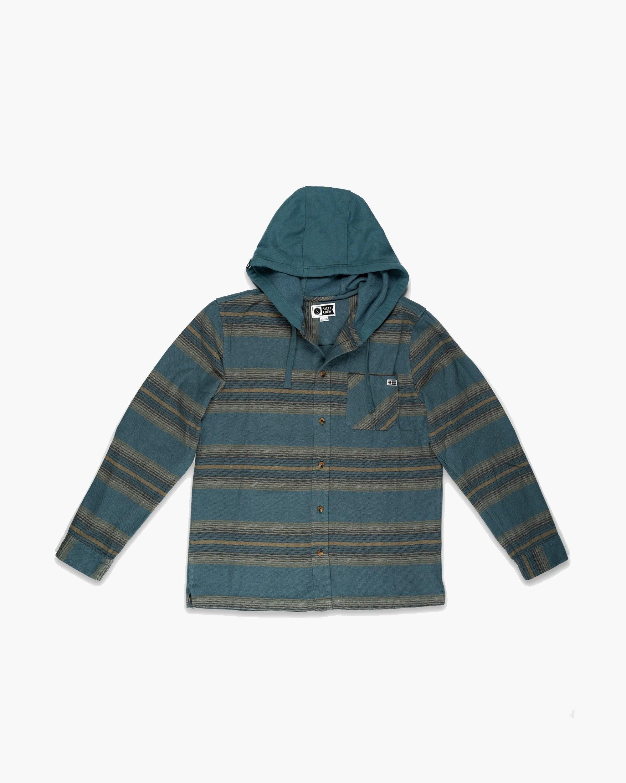 Outback Hooded Flannel - Steel Blue Product Image