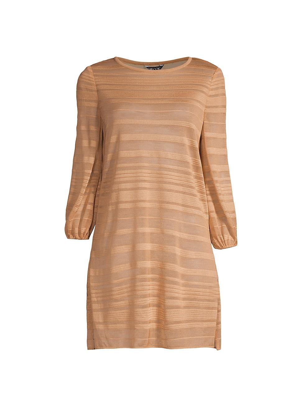 Balloon Sleeve Tonal Burnout Stripe Soft Knit Tunic product image