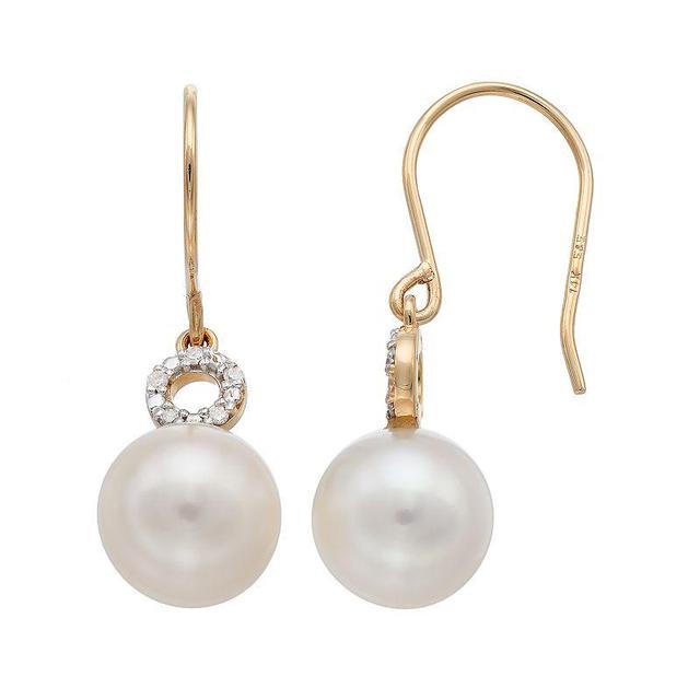 14k Gold Freshwater Cultured Pearl & Diamond Accent Drop Earrings, Womens, White Product Image