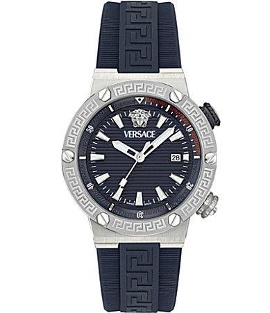 Mens Greca Logo Polyurethane-Strap Watch, 43mm Product Image