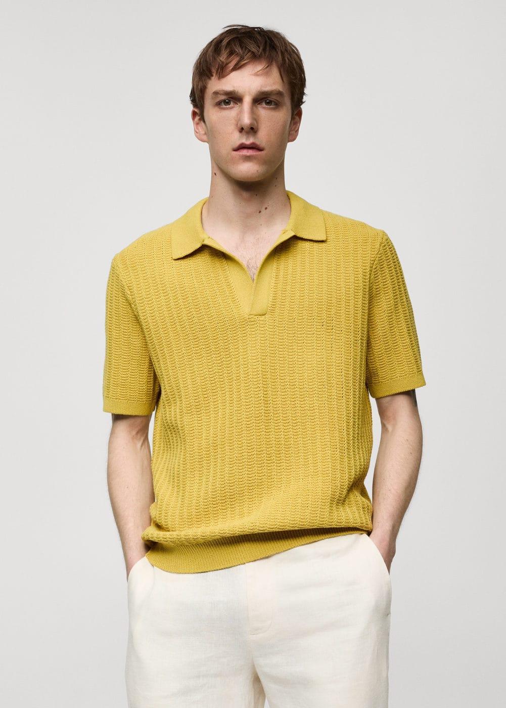 MANGO MAN - Braided knit polo shirt limeMen Product Image