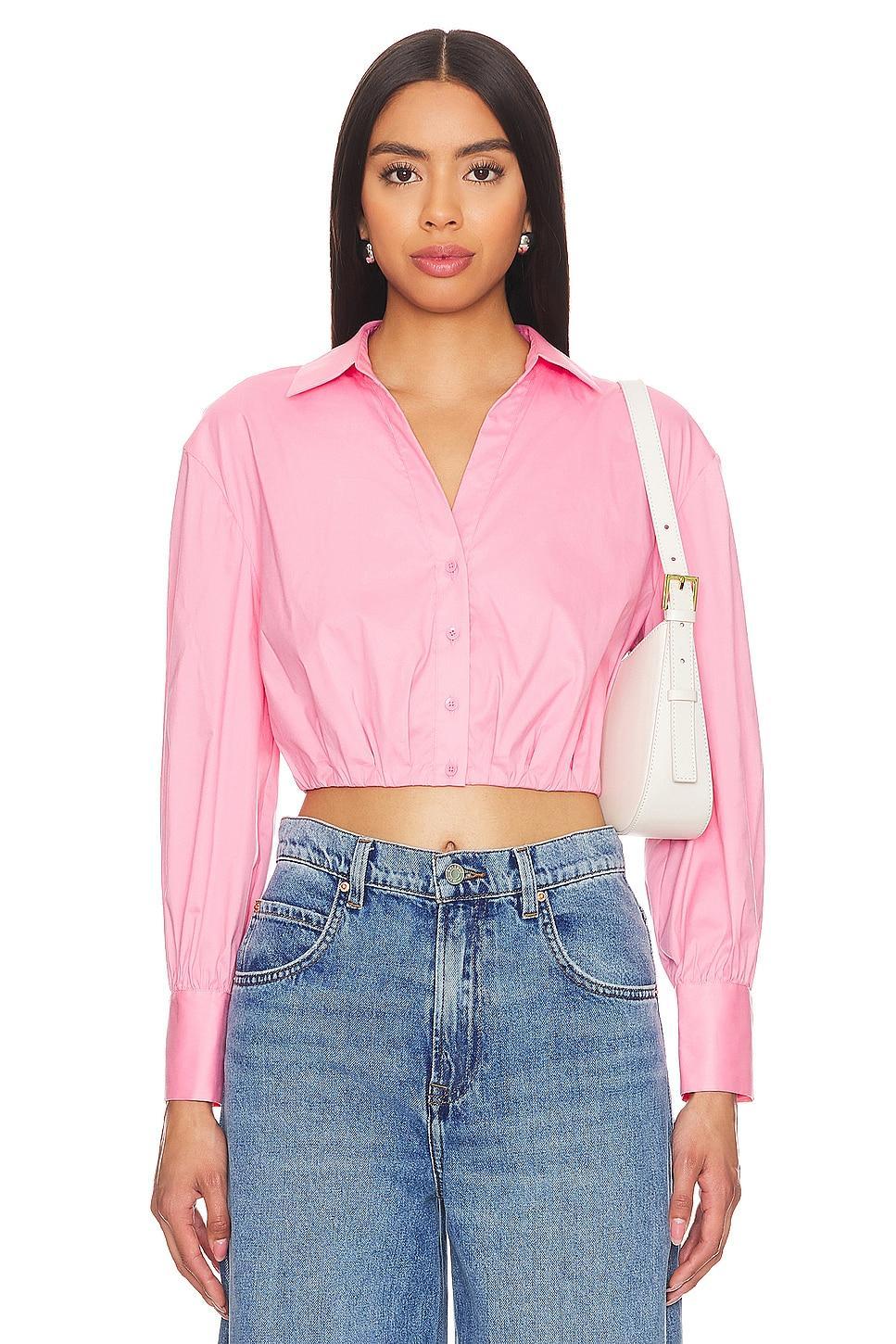 Trudy Cropped Pleated Top Alice + Olivia Product Image