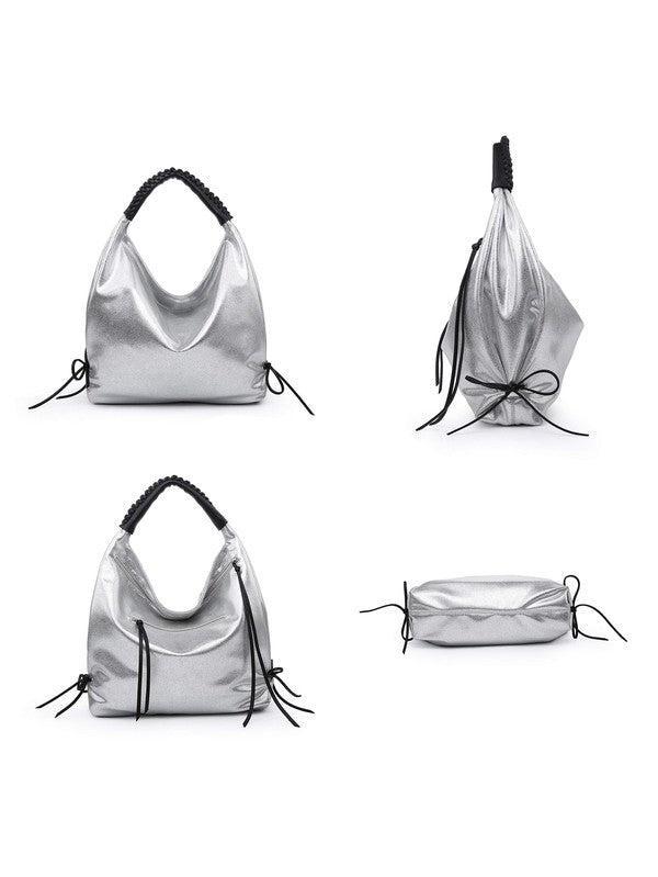 Women hobo bag metallic silver Female Product Image