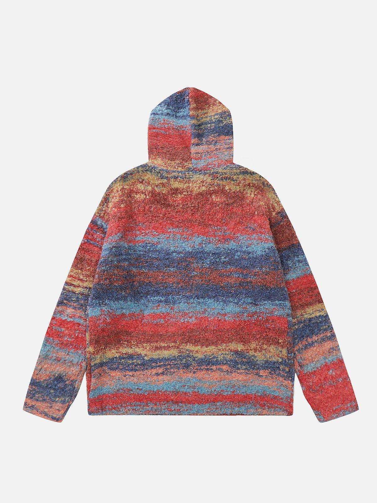 Aelfric Eden Color Blocking Stripe Wool Zip Up Hoodie Product Image