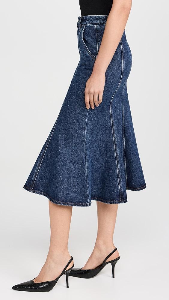 Self Portrait Flared Denim Midi Skirt | Shopbop Product Image