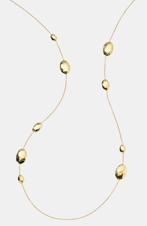 Long Hammered Multi Station Layering Necklace in 18K Gold Product Image