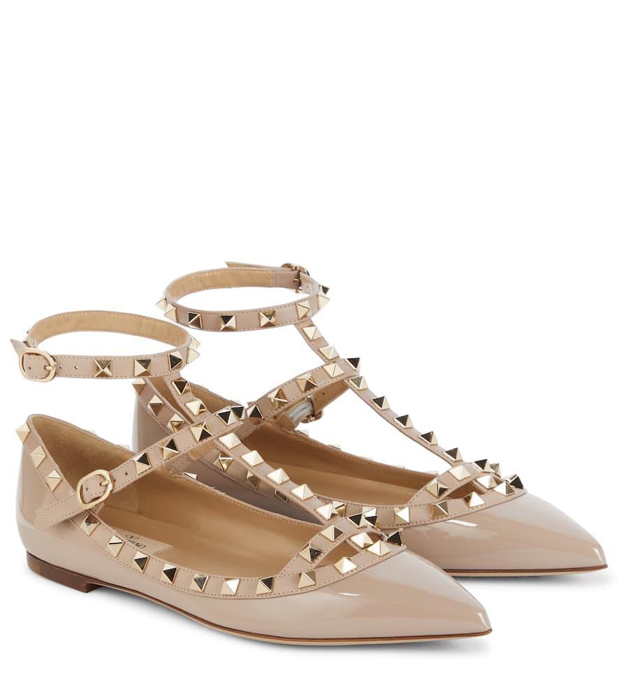 Valentino Rockstud Caged Patent Flat In Pink Product Image