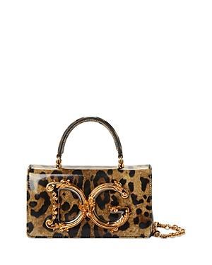 Womens DG Leopard Leather Top-Handle Bag Product Image