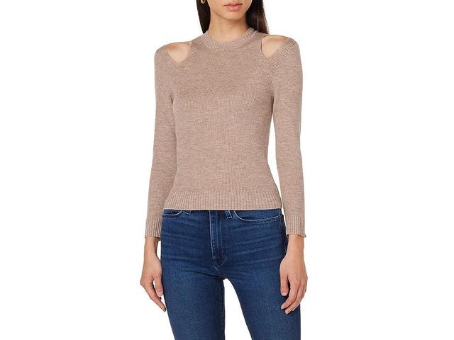 Hudson Jeans Cutout Long Sleeve Sweater (Oatmeal) Women's Clothing Product Image