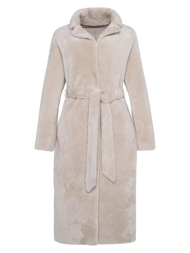 Womens Select Shearling Lamb Coat with Belt Product Image