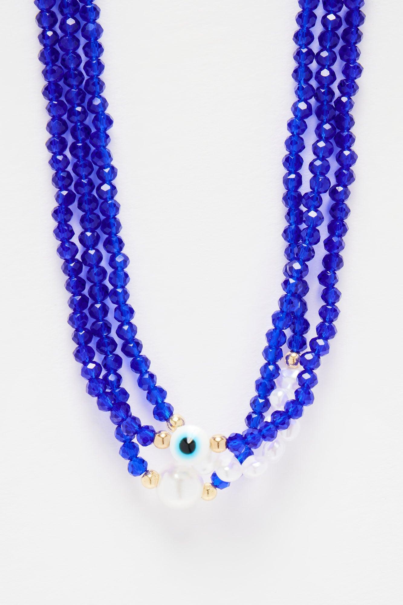 Pearl Of Wisdom Layered Necklace - Blue Product Image