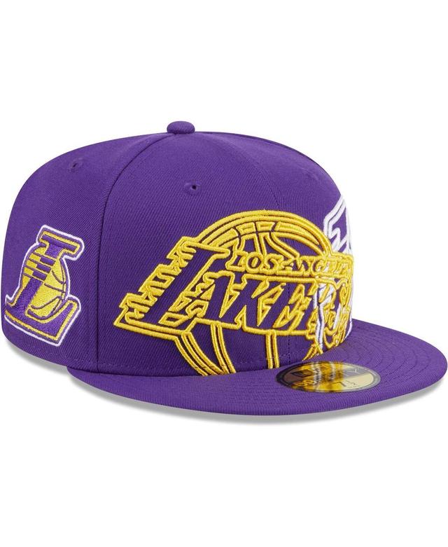 Mens New Era Purple Los Angeles Lakers Game Day Hollow Logo Mashup 59FIFTY Fitted Hat Product Image